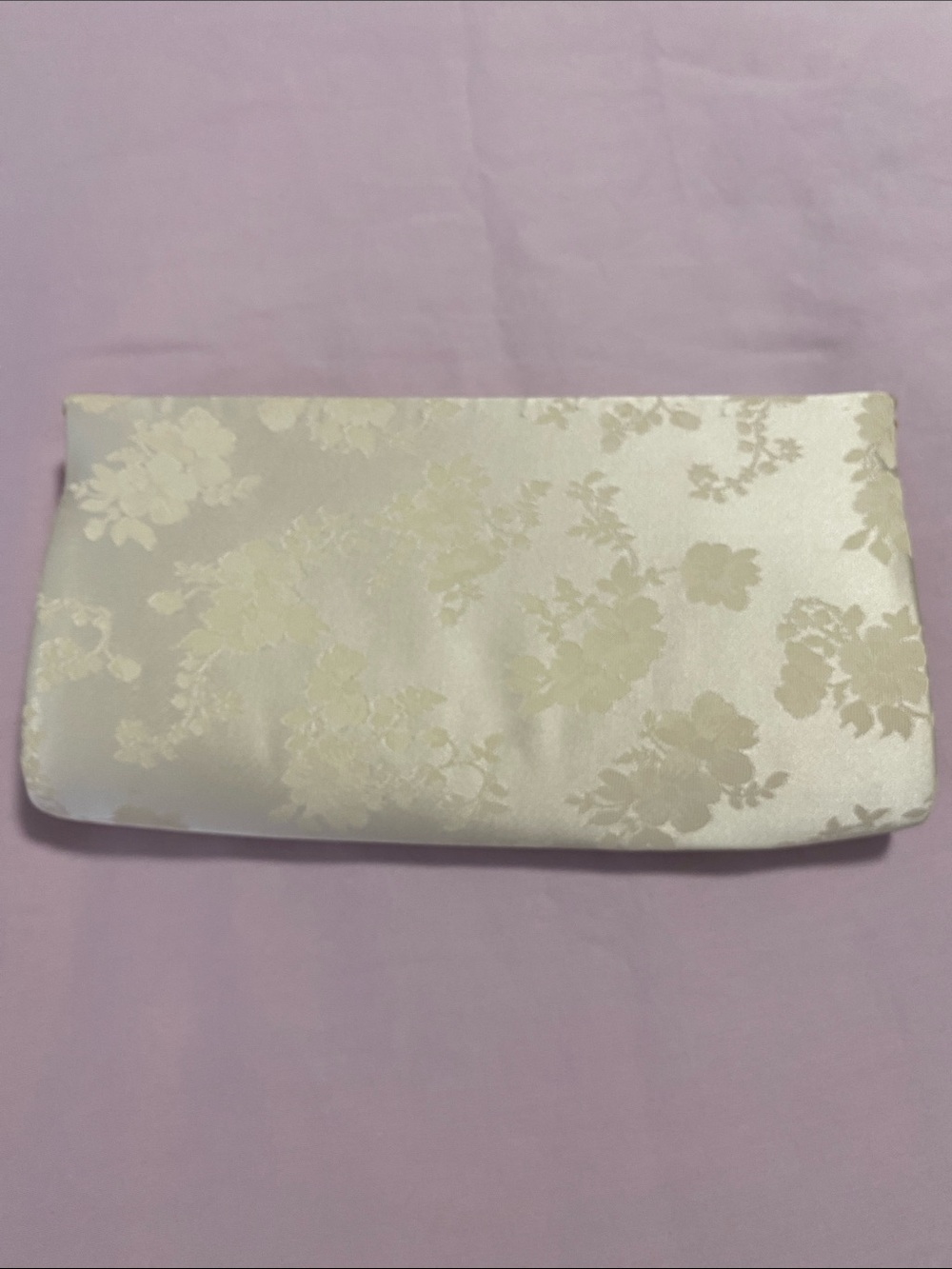 Elegant Cream Floral Peau de Soie Clutch Bag
